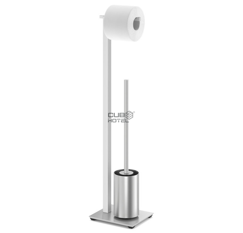Roll holder with toilet brush Zack CARVO Inox